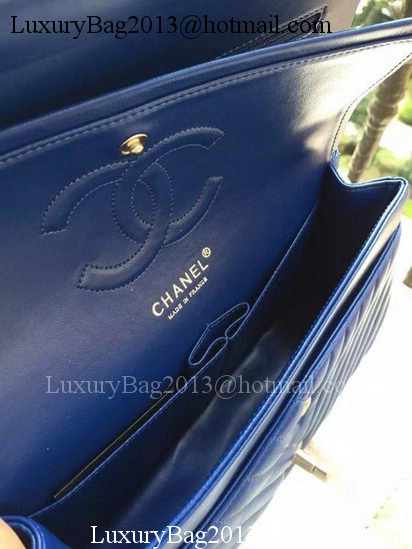 Chanel 2.55 Series Flap Bag Blue Lambskin Chevron Leather A01112 Silver