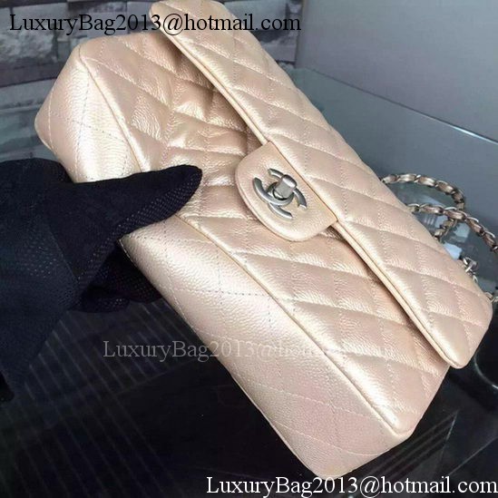 Chanel 2.55 Series Flap Bag Champagne Cavier Leather A05480 Silver