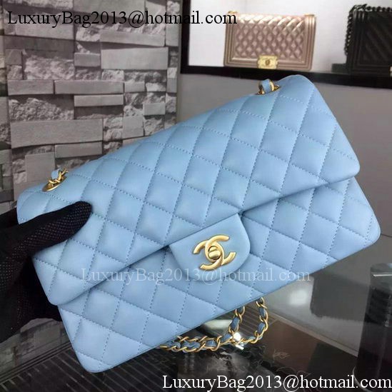 Chanel 2.55 Series Flap Bag SkyBlue Sheepskin Leather A06375 Gold