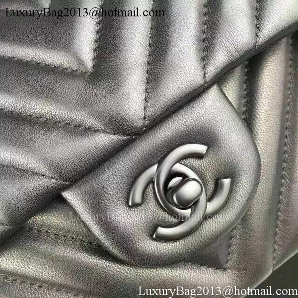 Chanel 2.55 Series Flap Bag Black Lambskin Chevron Leather A5023 Black