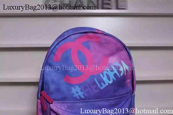 Chanel Graffiti Printed Canvas Backpack A92319 Purple