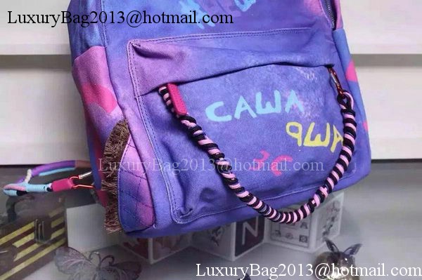 Chanel Graffiti Printed Canvas Backpack A92319 Purple