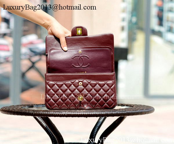 Chanel 2.55 Series Flap Bag Burgundy Sheepskin Leather A37586 Gold