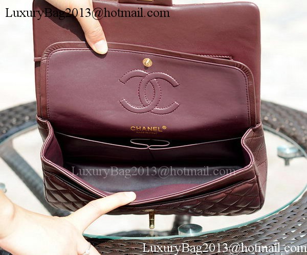 Chanel 2.55 Series Flap Bag Burgundy Sheepskin Leather A37586 Gold
