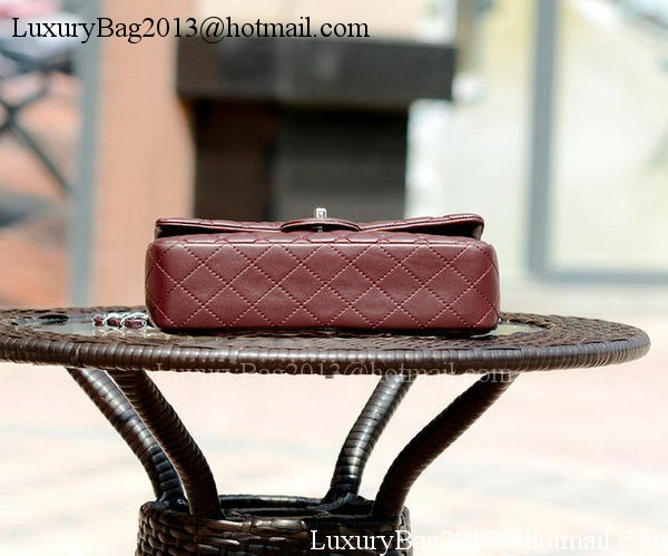 Chanel 2.55 Series Flap Bag Burgundy Sheepskin Leather A37586 Silver