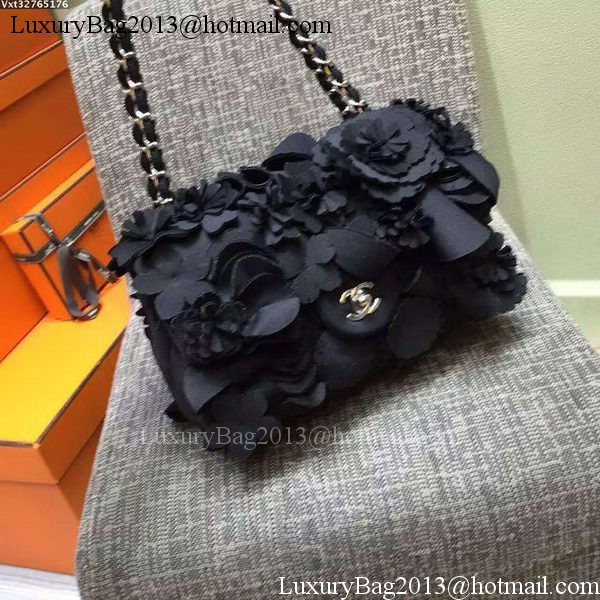 Chanel 2.55 Series Camellia Flap Bag Sheepskin Leather A0921 Black