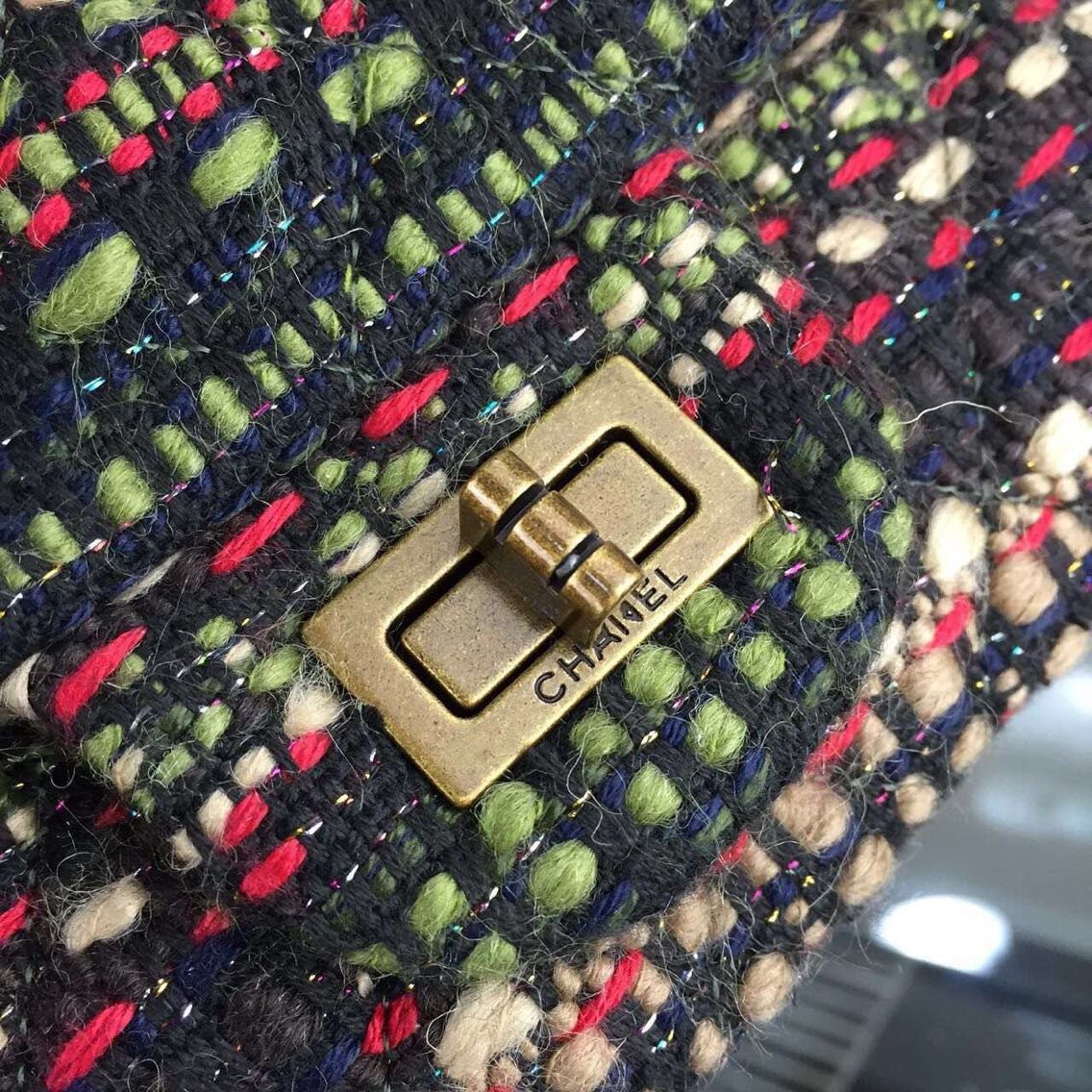 Chanel 2.55 Series Flap Bag Original Fabric A1112 Green