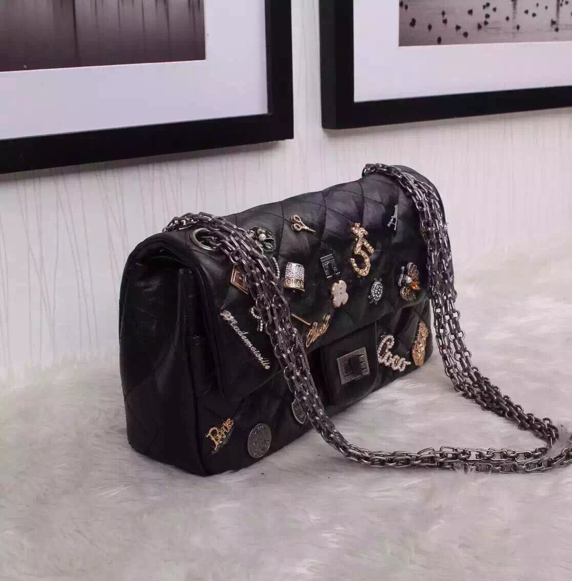 Chanel 2.55 Series Flap Bag Black A2262 Silver 
