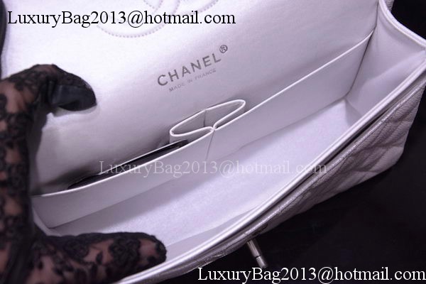 Chanel 2.55 Series Flap Bag Silver Original Caviar Leather A1112 Silver