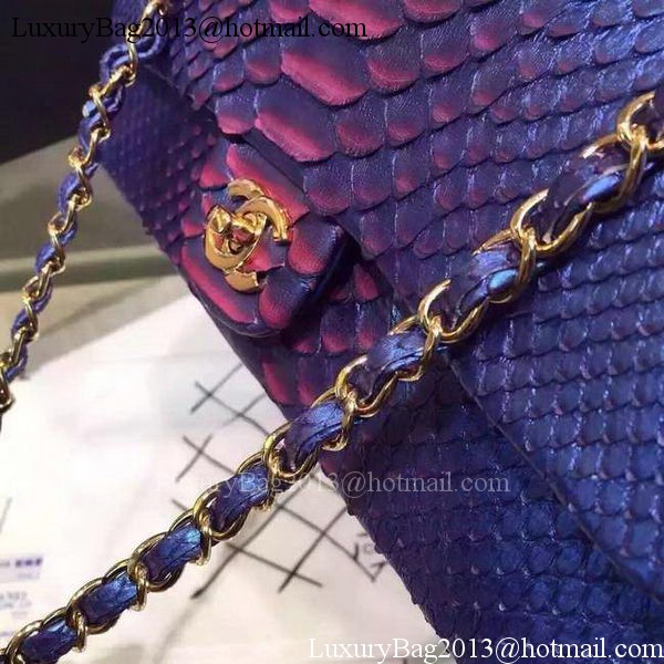 Chanel 2.55 Series Flap Bags Blue Original Python Leather A1112SA Gold