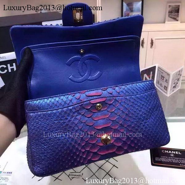 Chanel 2.55 Series Flap Bags Blue Original Python Leather A1112SA Gold