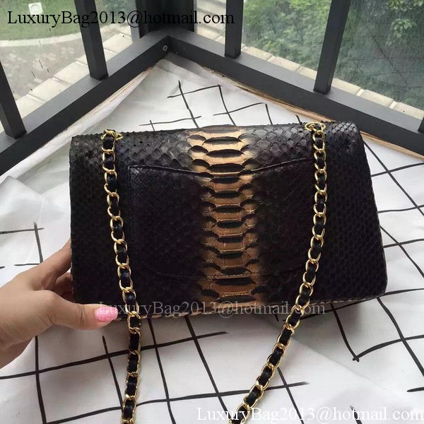 Chanel 2.55 Series Flap Bags Bronze&Black Original Python Leather A1112SA Gold