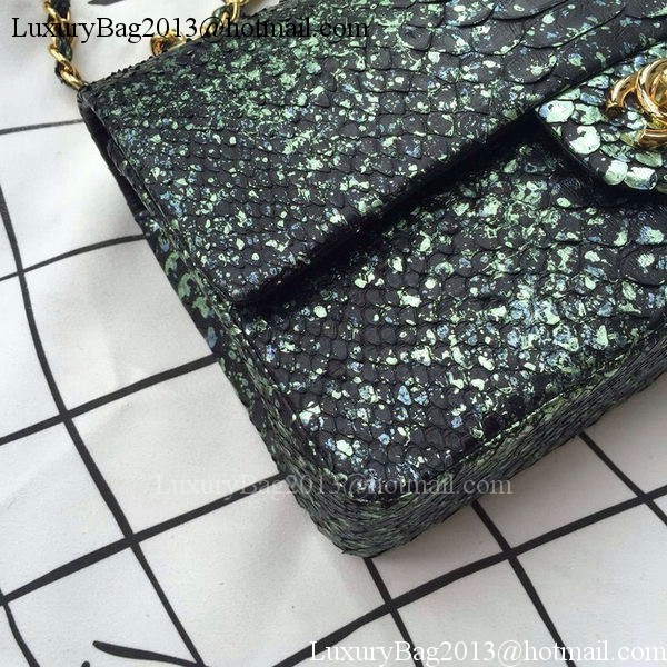 Chanel 2.55 Series Flap Bags Green Original Python Leather A1112SA Gold