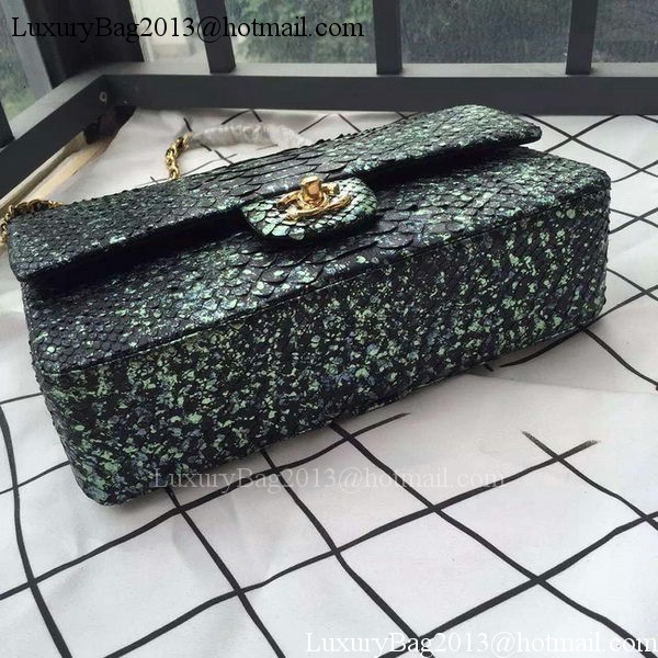 Chanel 2.55 Series Flap Bags Green Original Python Leather A1112SA Gold