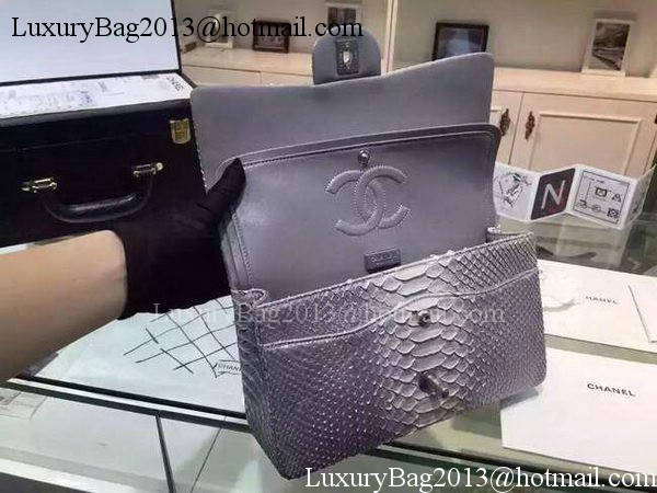 Chanel 2.55 Series Flap Bags Grey&White Original Python Leather A1112SA Silver