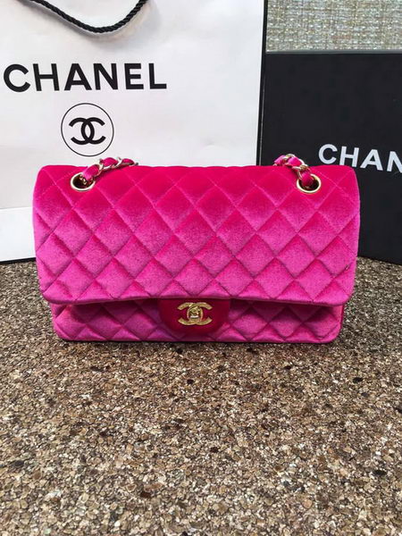 Chanel 2.55 Series Flap Bags Original Rose Velvet Leather A1112 Gold