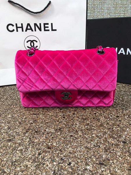Chanel 2.55 Series Flap Bags Original Rose Velvet Leather A1112 Silver