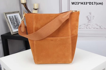 CELINE Sangle Seau Bag in Suede Leather C3371 Wheat