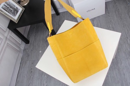 CELINE Sangle Seau Bag in Suede Leather C3371 Yellow