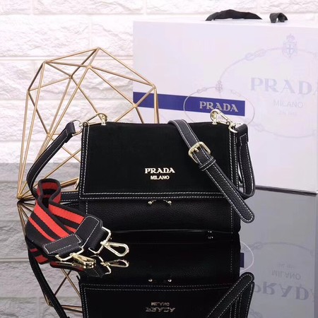 Prada Shoulder Bag Calfskin Leather P7397 Black