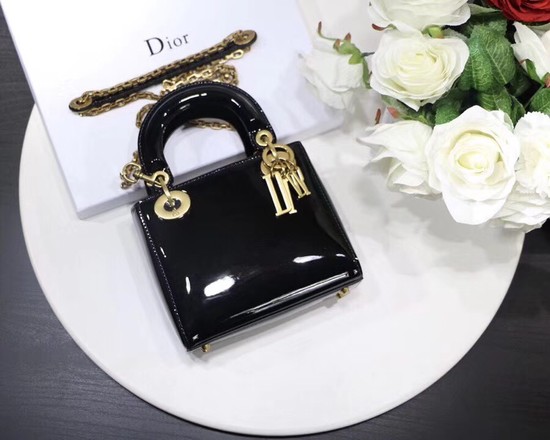 Dior calfskin Mini Lady bag M0598 black