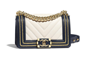 Chanel Leboy Original Calfskin leather Shoulder Bag F67085 white & Gold-Tone Metal