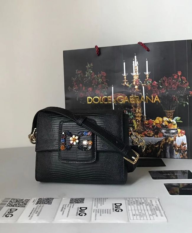 Dolce & Gabbana Calfskin Leather shoulder bag 5568 black