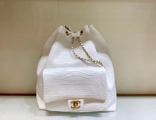 Chanel Original Leather Backpack AS0800 White