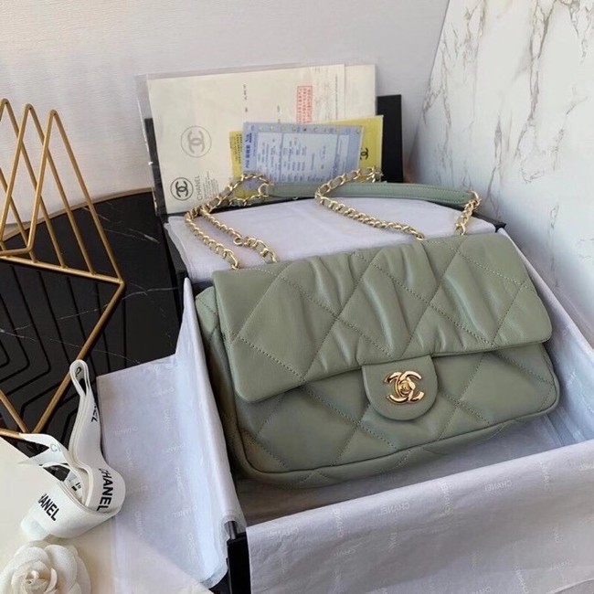 Chanel flap bag Calfskin & Gold-Tone Metal AS2231 green