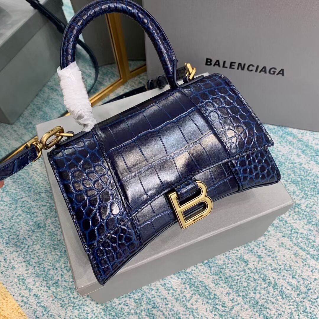 Balenciaga Hourglass XS Top Handle Bag 28331S dark blue