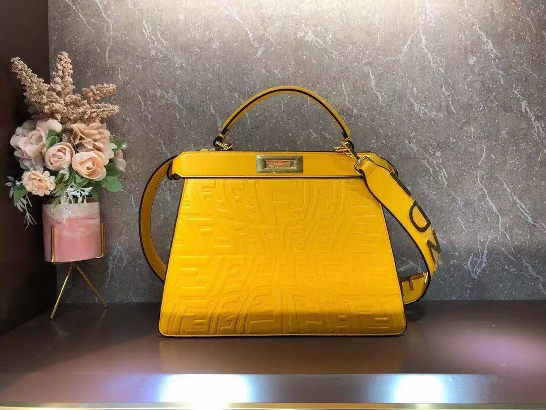 FENDI PEEKABOO ICONIC ESSENTIALLY leather bag F1519 yellow
