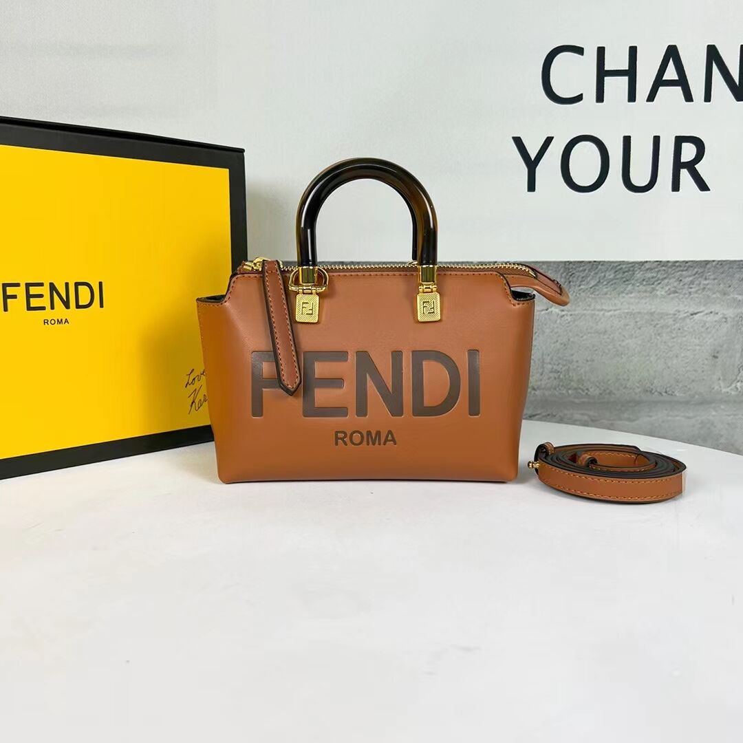 Fendi By The Way Mini Small leather Boston bag 8BS067A brown