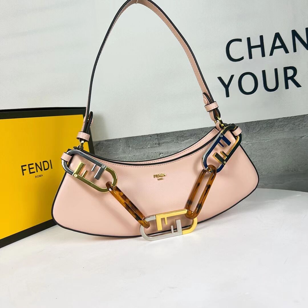 Fendi O Lock Swing Mint leather pouch 8BS068A light pink