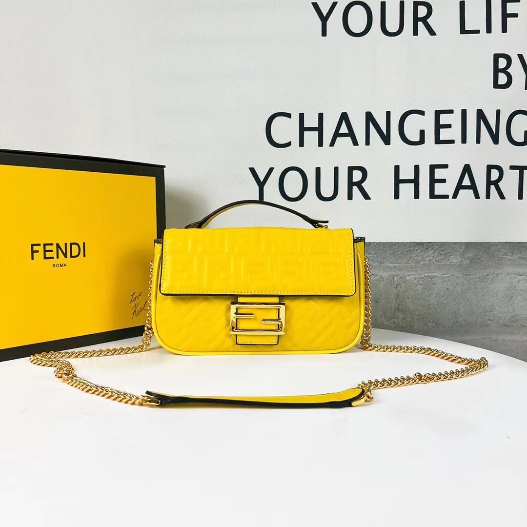 Fendi Baguette nappa leather bag F0881 yellow