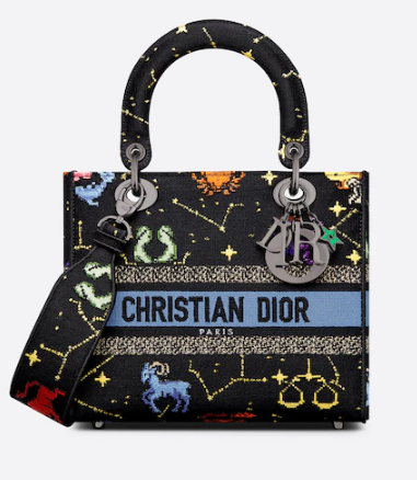 MEDIUM LADY D-LITE BAG Black Multicolor Dior Pixel Zodiac Embroidery M0565BRTY