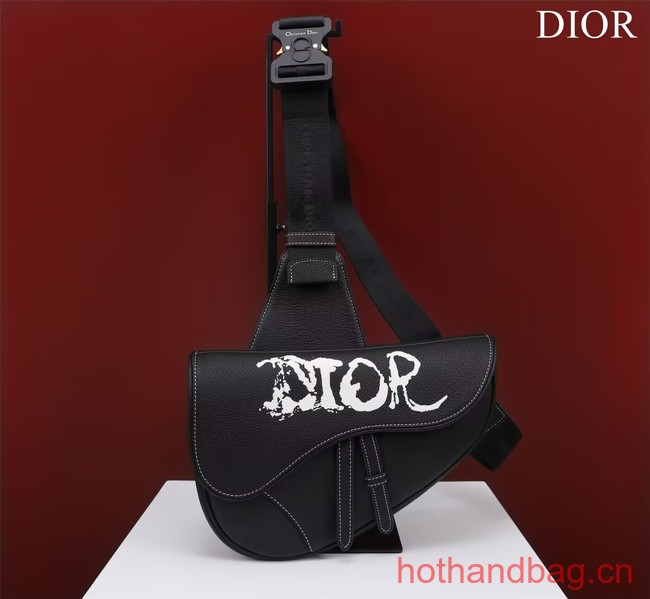 Dior Essentials SADDLE BAG Grained Calfskin 1ADPO093 black&white