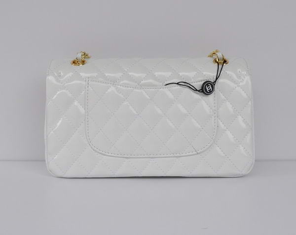 buy Cheap Chanel 2.55 Series White Patent Leather Flap Bag Gold Hardware