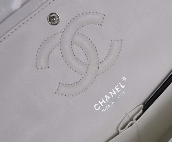 buy Cheap Chanel 2.55 Series White Patent Leather Flap Bag Silver Hardware