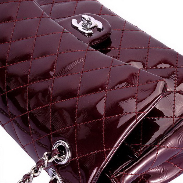Chanel Classic 2.55 Series Flap Bag 1112 Dark Red Leather Silver Hardware
