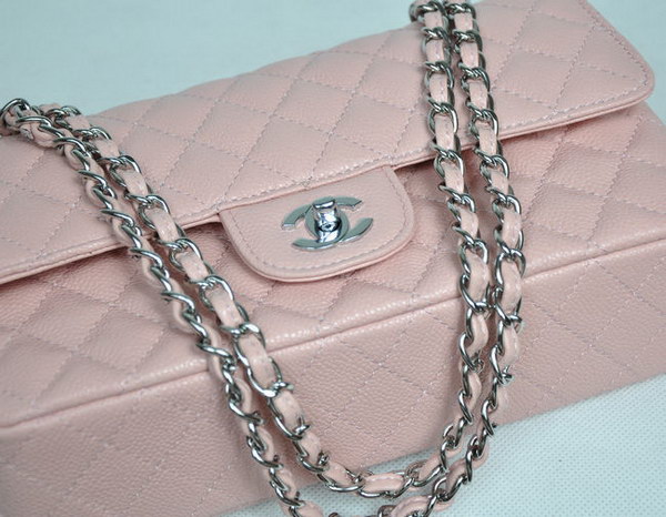 Chanel 2.55 Quilted Flap Bag 1112 Pink with Silver Hardware