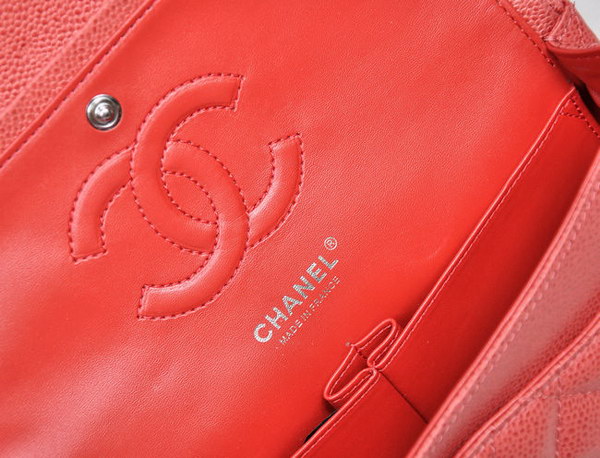 Chanel 2.55 Quilted Flap Bag 1112 Red with Silver Hardware
