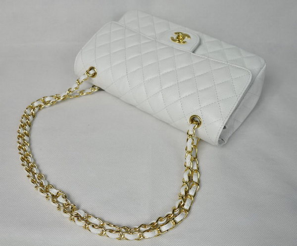 Chanel 2.55 Quilted Flap Bag 1112 White with Gold Hardware
