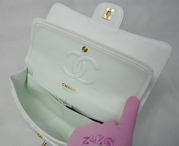 Chanel 2.55 Quilted Flap Bag 1112 White with Gold Hardware