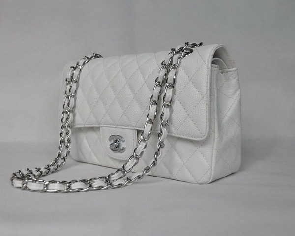 Chanel 2.55 Quilted Flap Bag 1112 White with Silver Hardware