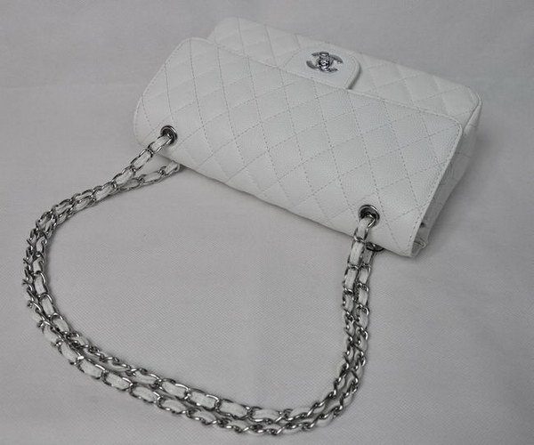 Chanel 2.55 Quilted Flap Bag 1112 White with Silver Hardware