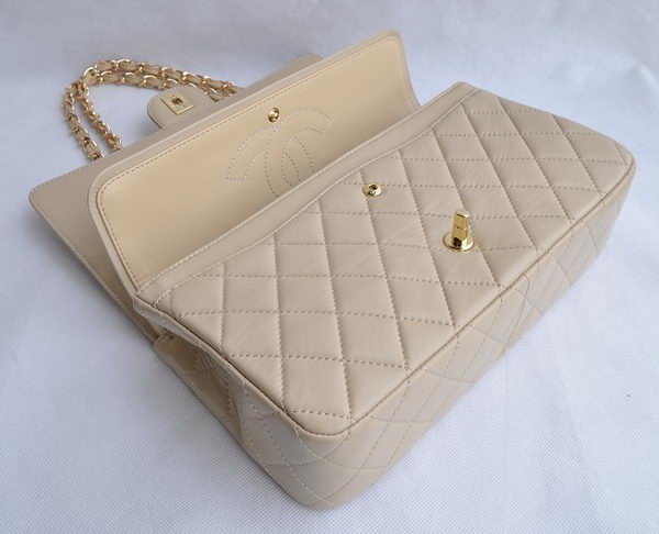 Chanel Classic 2.55 Series Apricot Lambskin Golden Chain Quilted Flap Bag 1113