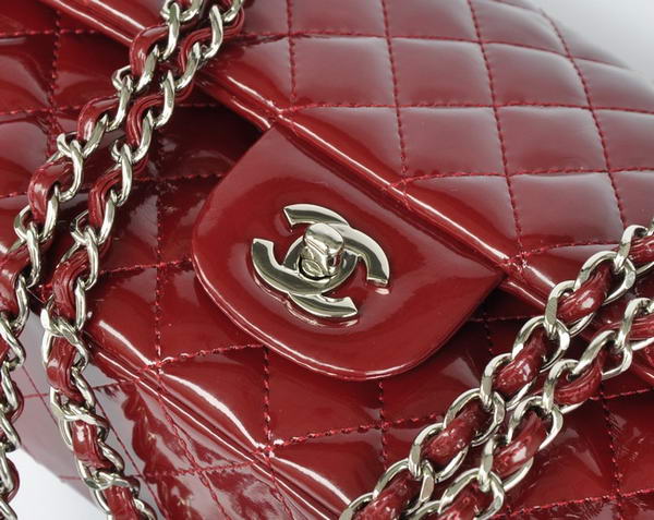 Cheap Chanel 2.55 Series Flap Bag 1112 Maroon Patent Leather Silver Hardware