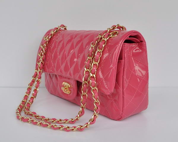 Cheap Chanel 2.55 Series Flap Bag 1112 Peach Patent Leather Golden Hardware