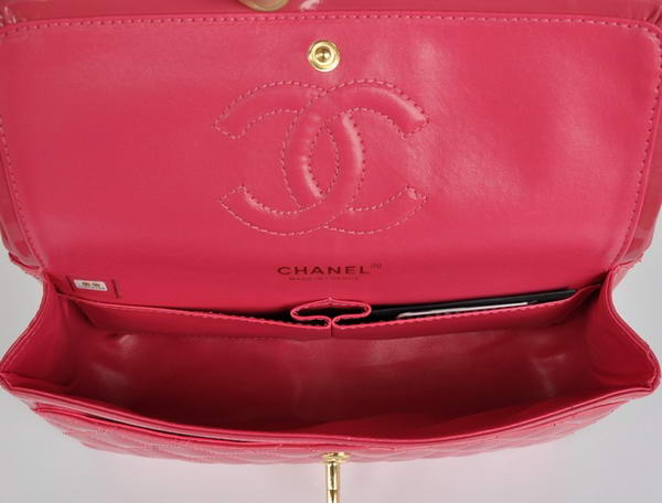Cheap Chanel 2.55 Series Flap Bag 1112 Peach Patent Leather Golden Hardware