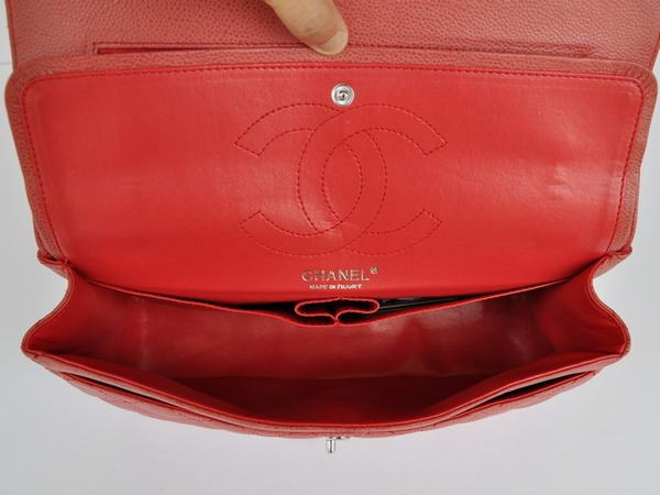 Cheap Chanel 2.55 Series Flap Bag 1113 Red Leather Silver Hardware
